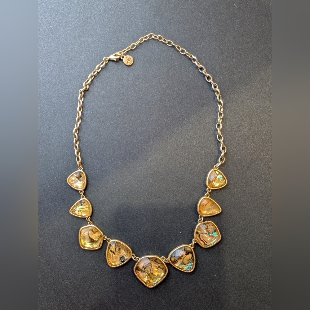 Vintage Gold Necklace with Iridescent Accents